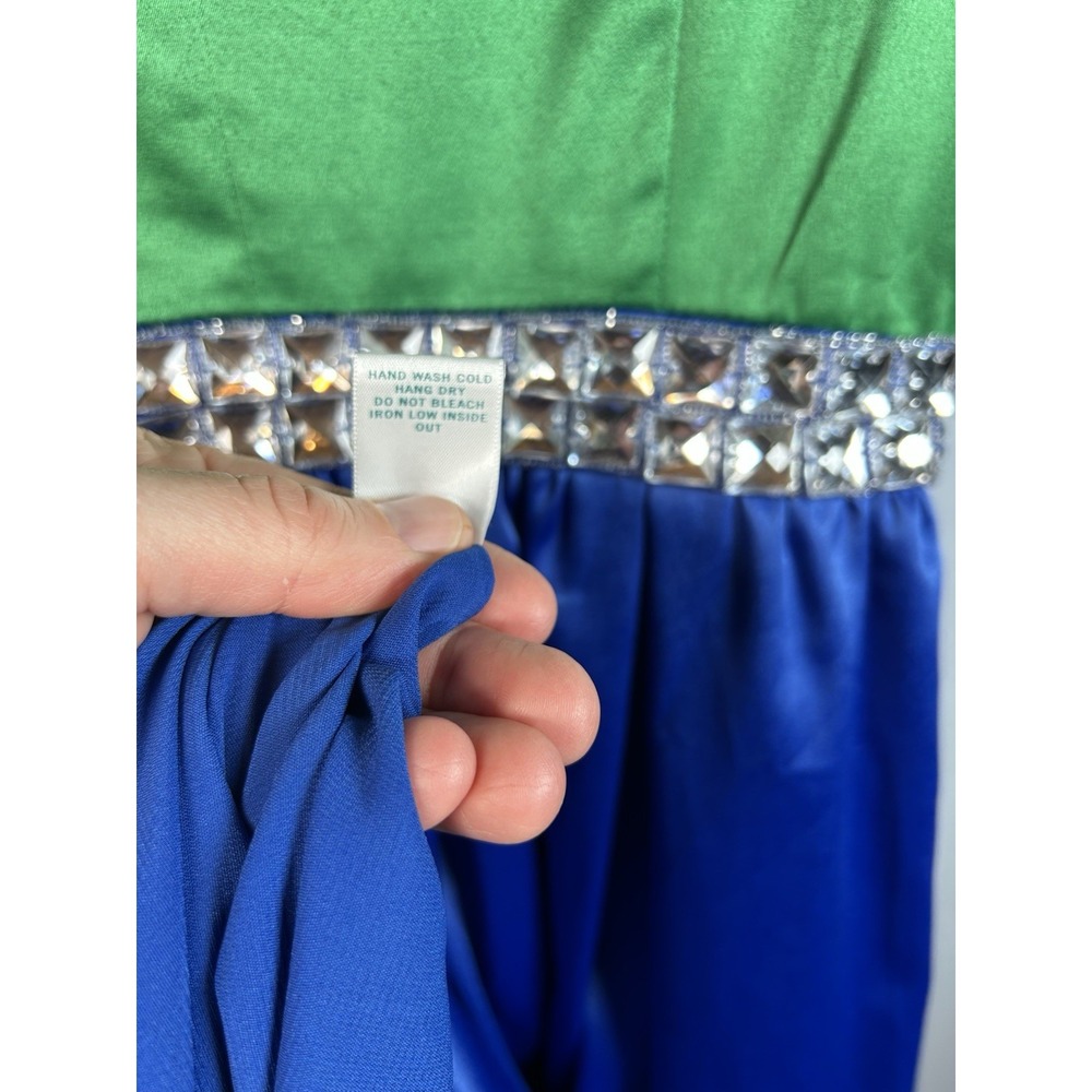 Pim & Larkin‎ Bejeweled Coctail Dress Emerald Green and Sapphire Blue Size Small - Picture 7 of 11